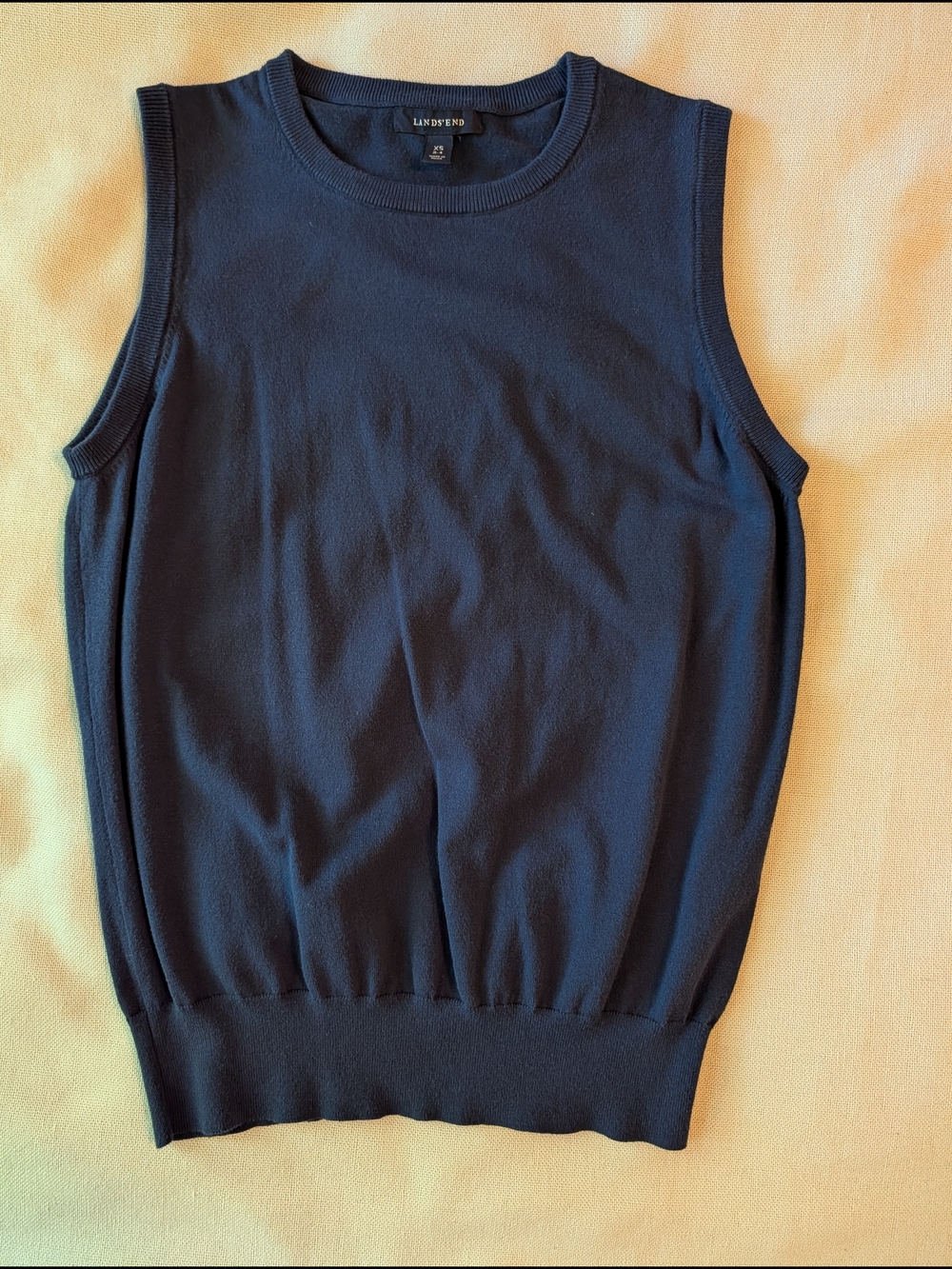Lands End Crew Neck Navy Sleeveless Knit Top